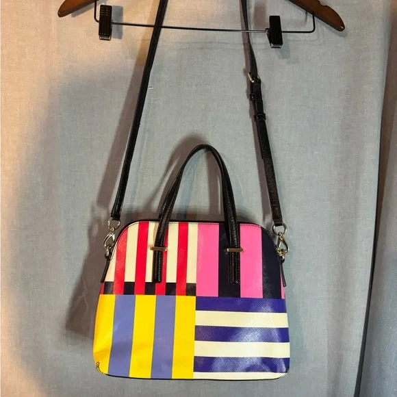 Kate Spade Pink and Yellow Striped Satchel - Picture 2 of 6